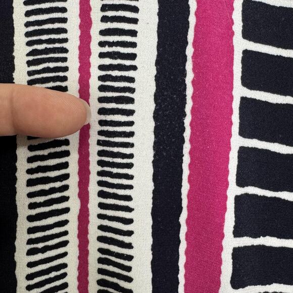 Lane Bryant Shirt Womens 14/16 Pink Black White Stripe Tie Hem Long Sleeve Top - Picture 8 of 12